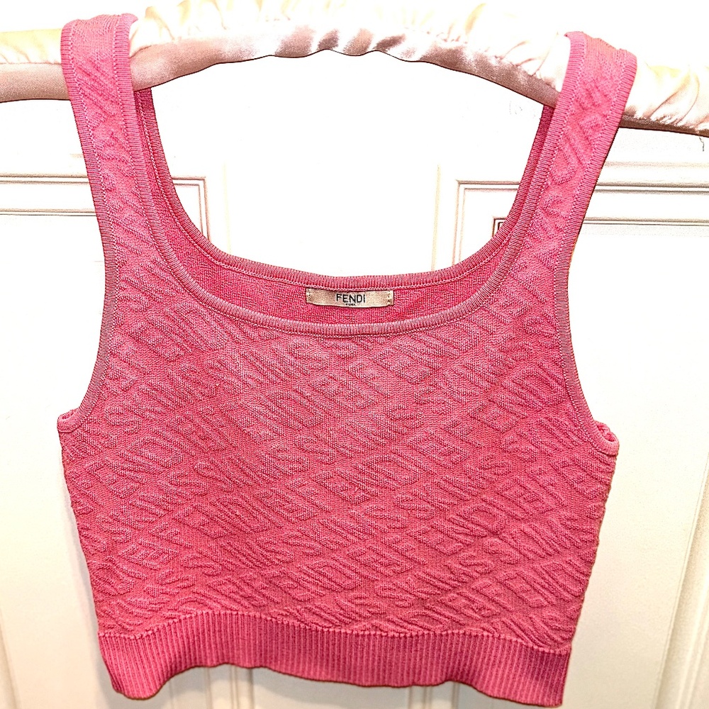 Fendi x Skims Rose Pink Crop Scoop Neck Tank Sz 36 M Good Condition w/small Snag